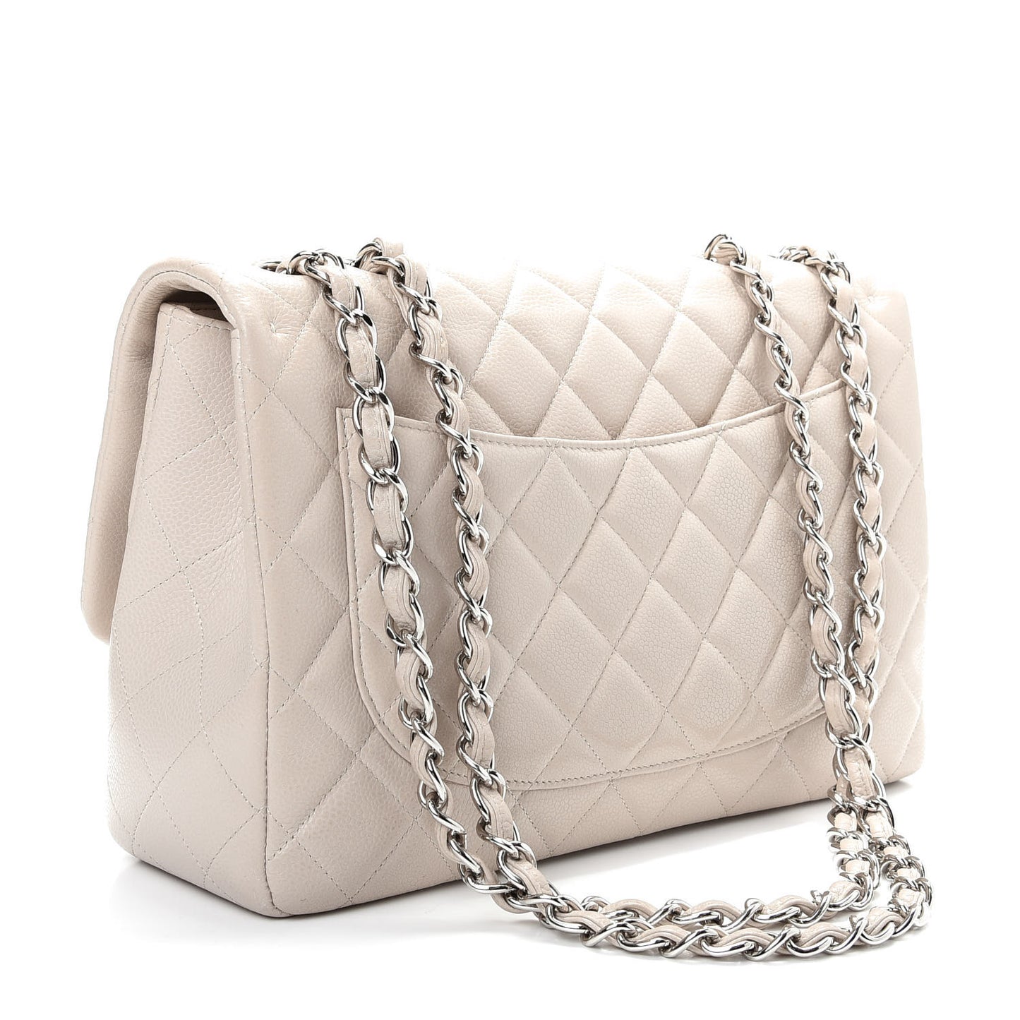 Caviar Quilted Jumbo Single Flap Ecru