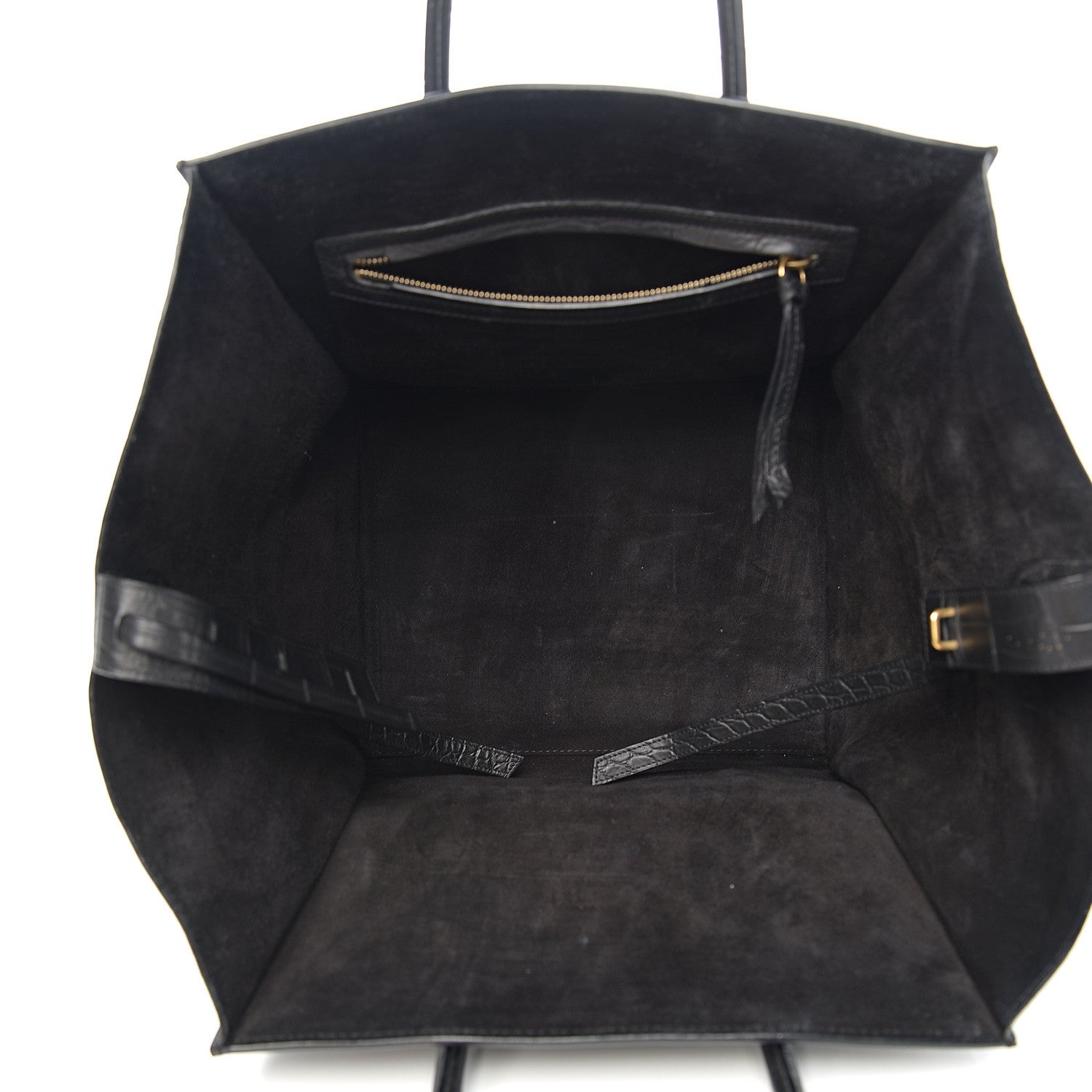 Celine Crocodile Embossed Calfskin Medium Phantom Luggage Black 4 of 9