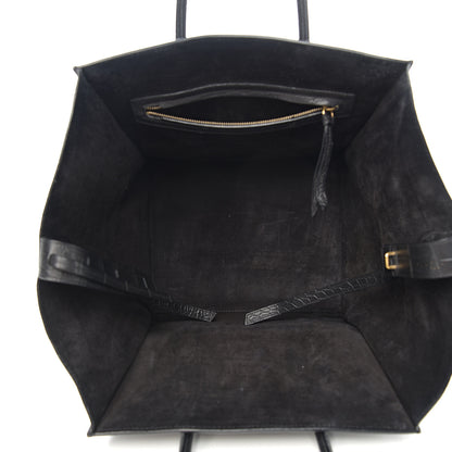 Celine Crocodile Embossed Calfskin Medium Phantom Luggage Black 4 of 9