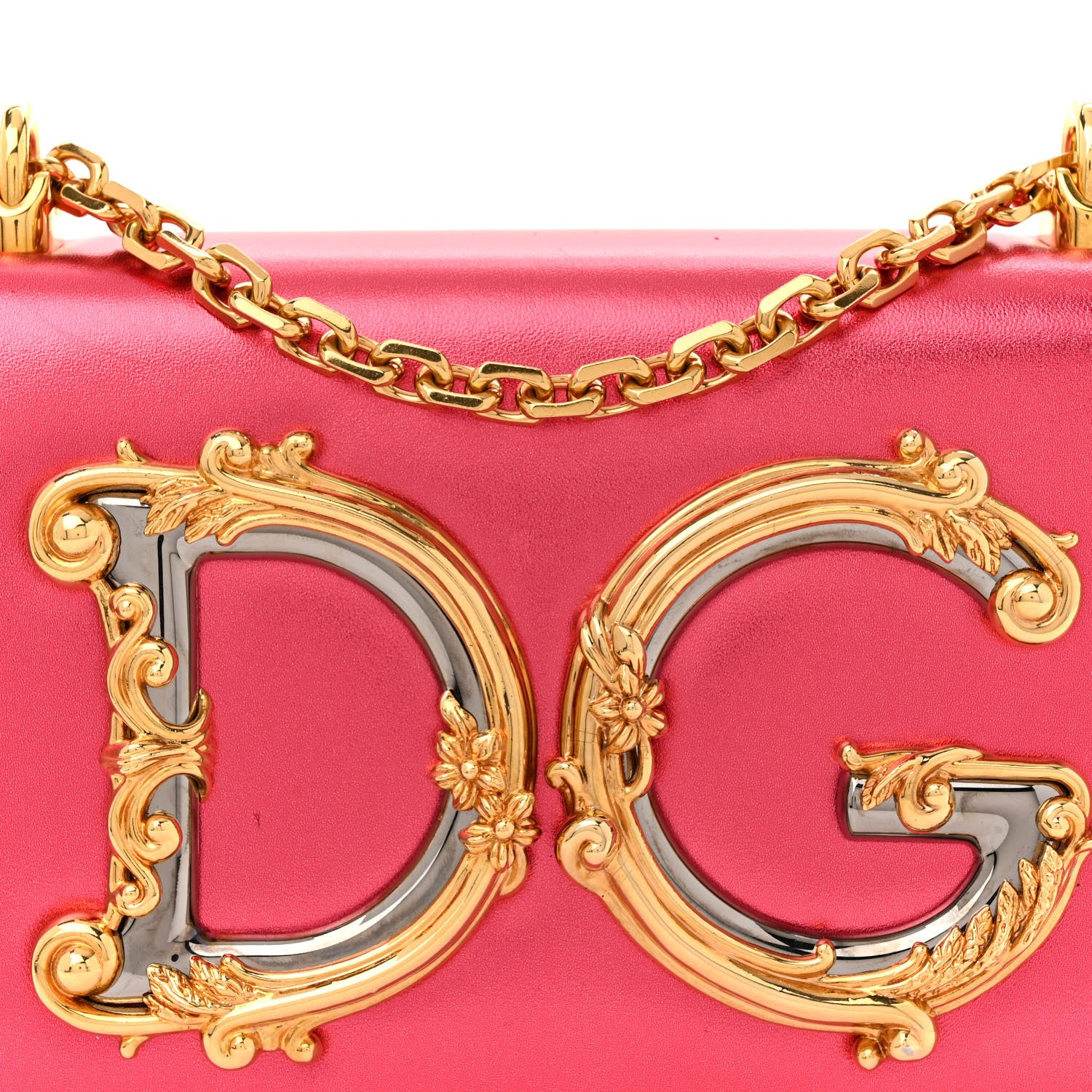 Dolce & Gabbana Metallic Calfskin DG Girls Shoulder Bag Red