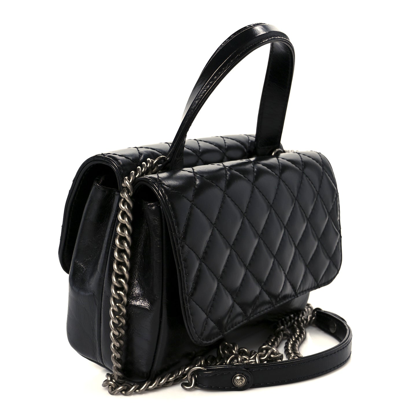Glazed Calfskin Pilot Essentials Flap Black