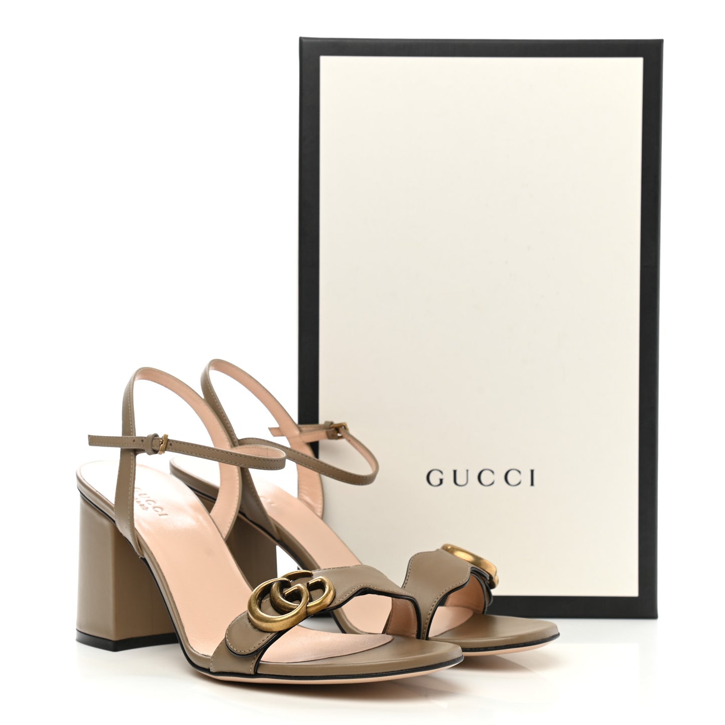 Lifford Calfskin GG Marmont Ankle Wrap 75mm Sandals 39 Mud