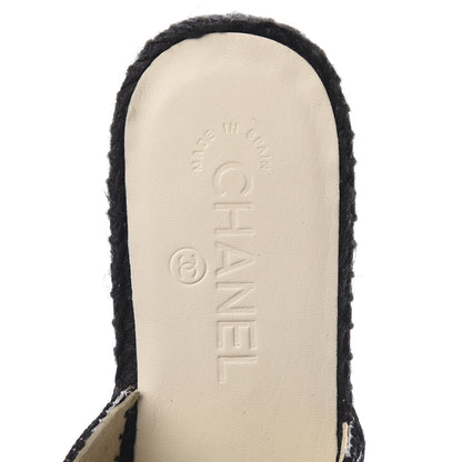 Chanel Tweed CC Espadrilles Mule 38 Black 9 of 10