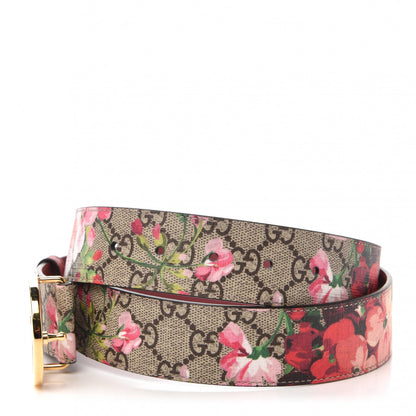 Gucci GG Supreme Monogram Blooms Moon Calfskin Interlocking G 37mm Belt 100 40 Beige Ebony Multicolor Dry Rose 3 of 7