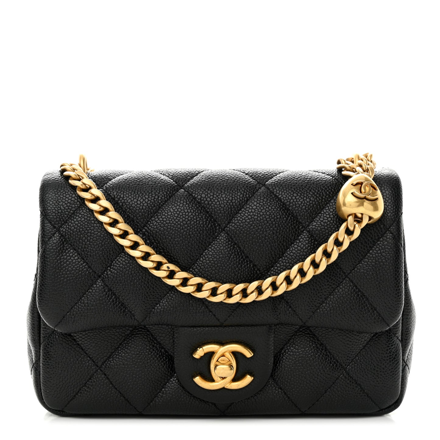 Caviar Quilted Mini Sweetheart Rectangular Flap Black