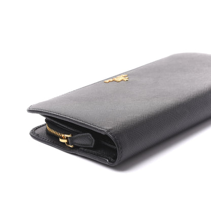 Prada Saffiano Metal Large Zip Around Wallet Black 5 of 9