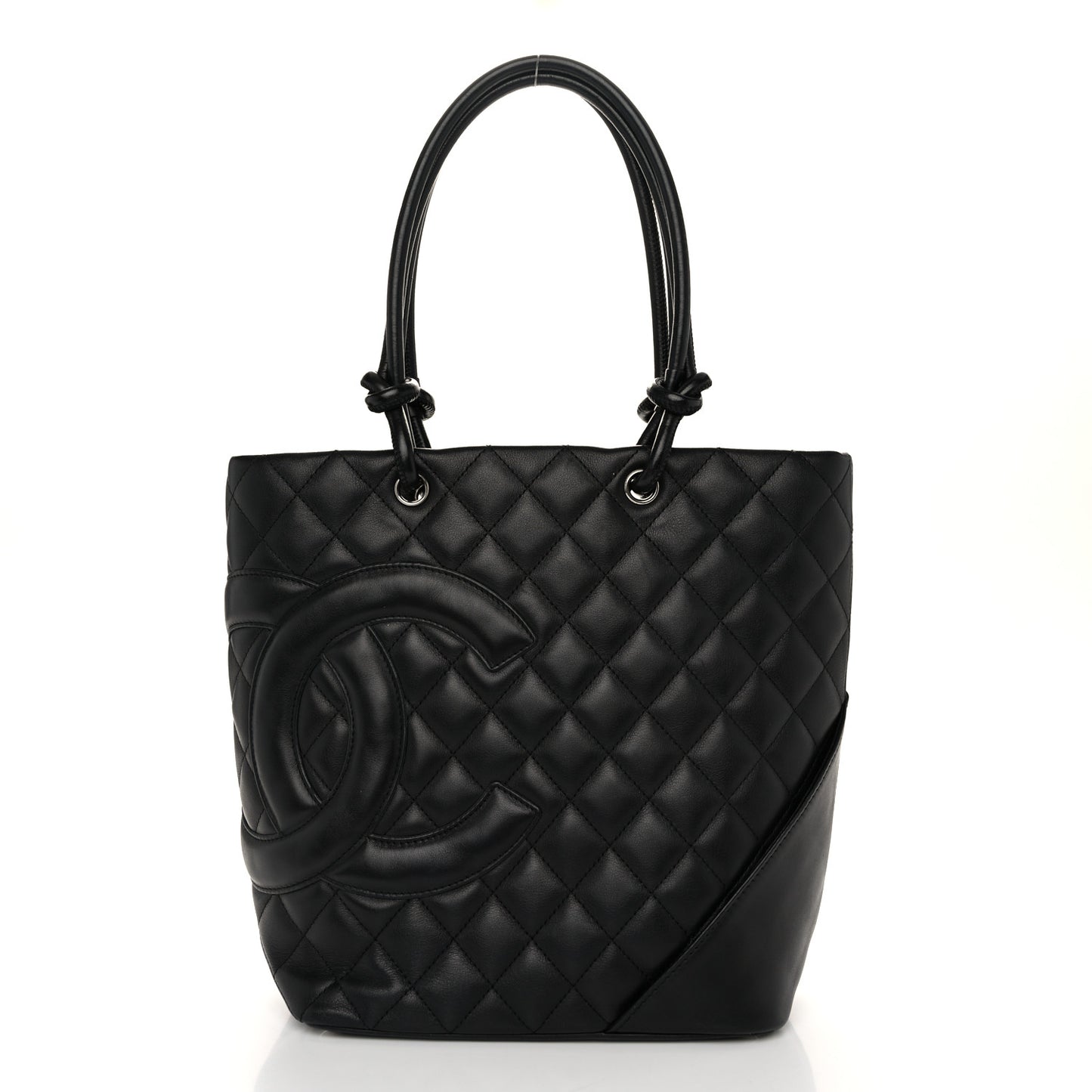 Calfskin Quilted Medium Cambon Tote Black