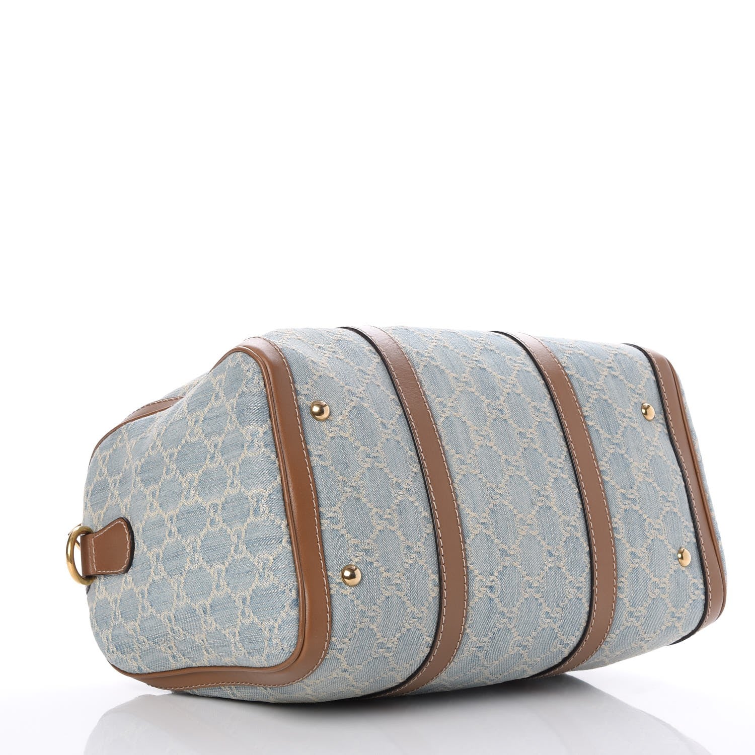 Gucci Denim Monogram Vintage Web Medium Boston Blue 4 of 7