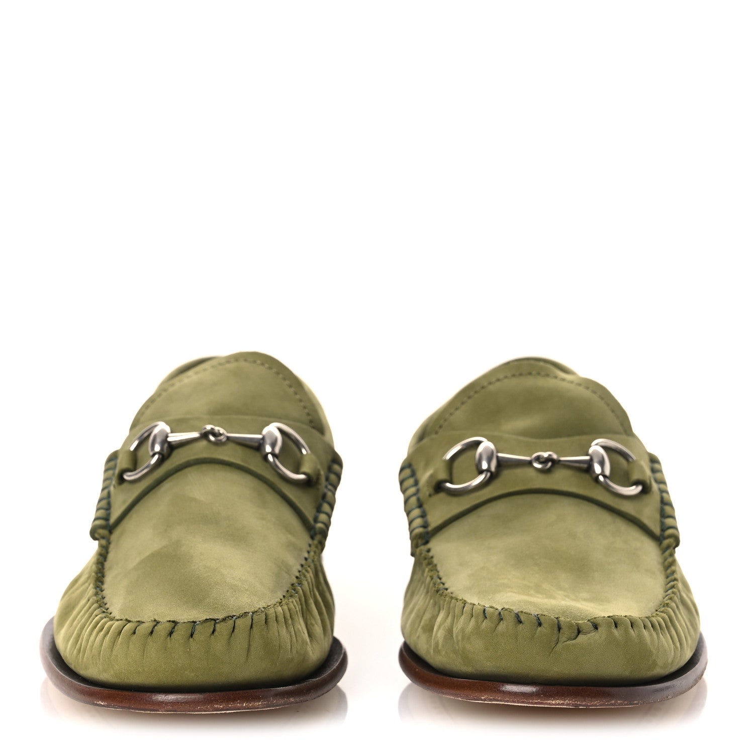 Gucci Nubuck Womens Horsebit Loafers 37 Herbs Light Green 3 of 12