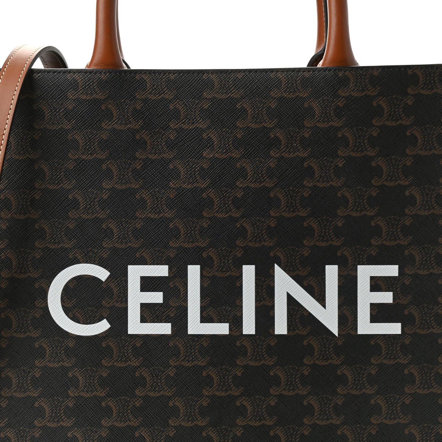 Triomphe Canvas Calfskin Small Vertical Cabas Tan
