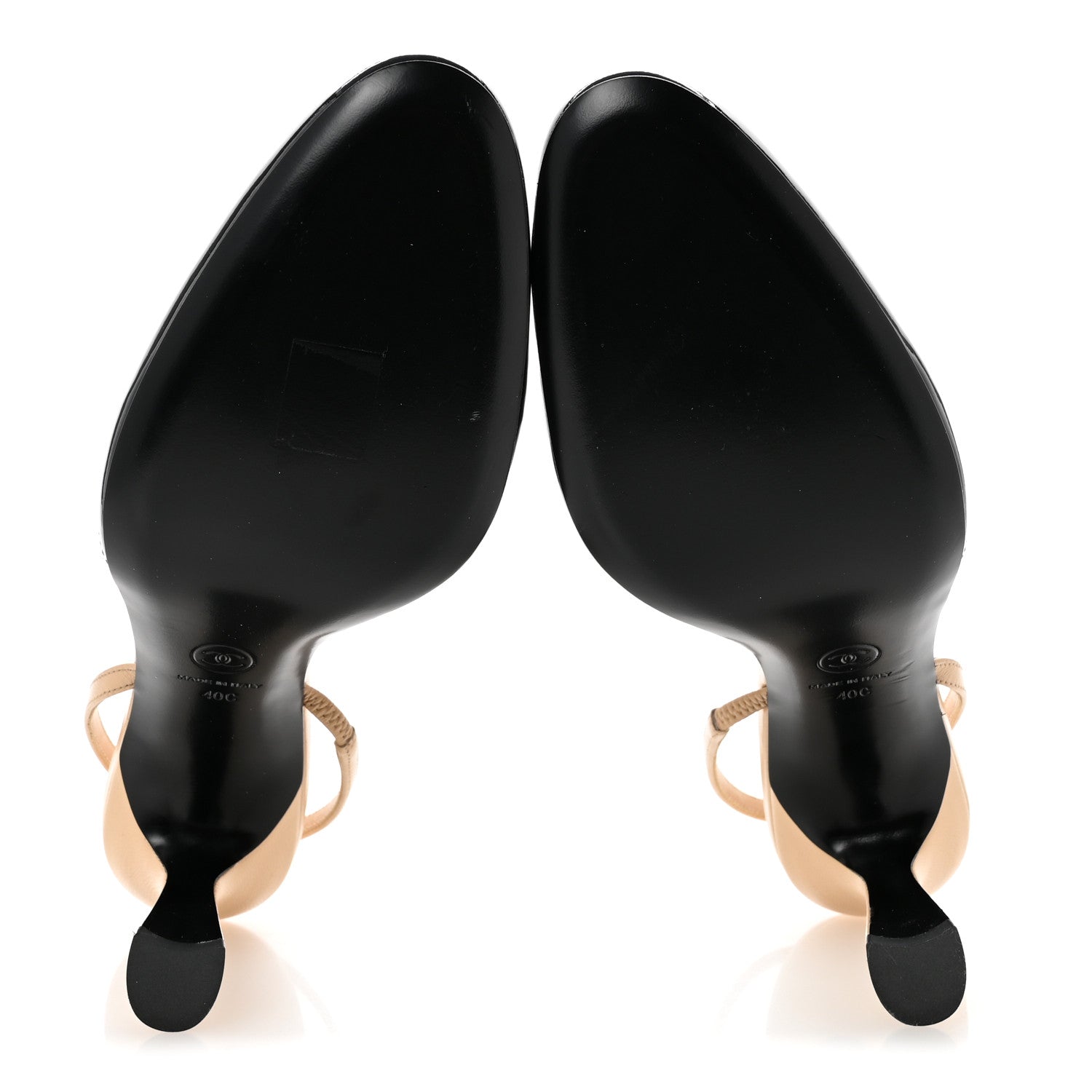 Chanel Patent Lambskin Gabrielle Slingback Pumps 40 Beige Black 6 of 10