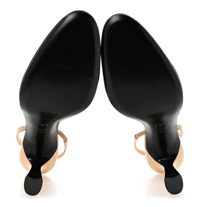 Chanel Patent Lambskin Gabrielle Slingback Pumps 40 Beige Black 6 of 10