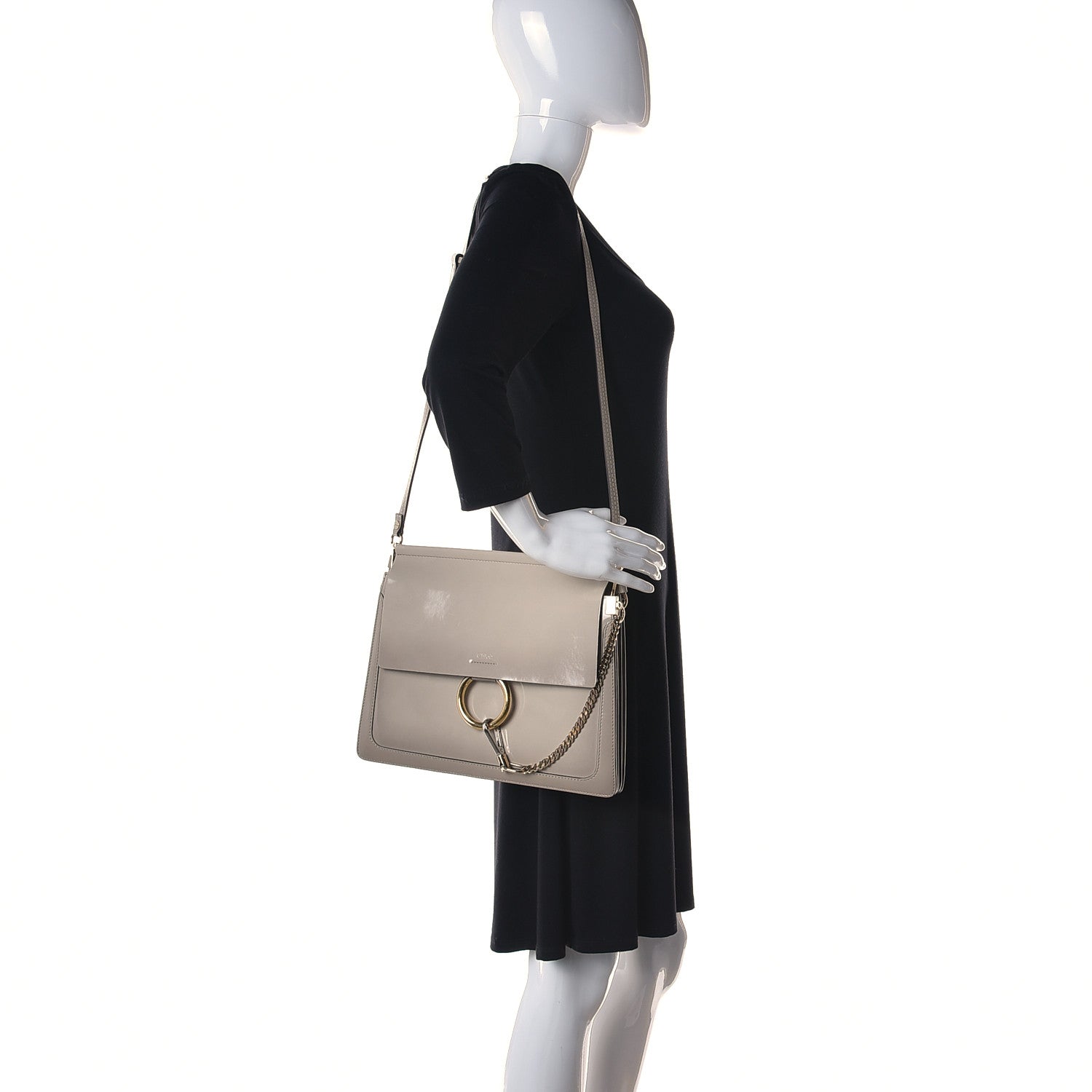 Chloe Patent Calfskin Medium Faye Shoulder Bag Motty Grey 2 of 10