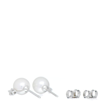Mikimoto 18K White Gold Diamond Akoya Pearl 7-7.5mm Stud Earrings 3 of 5