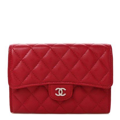 Chanel Caviar Quilted Medium Flap Wallet Dark Pink 1 of 7