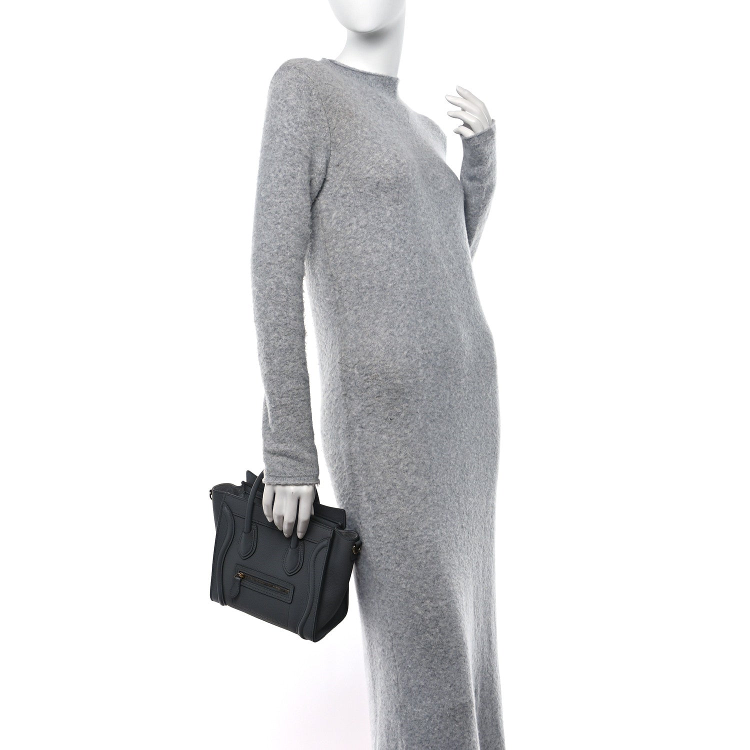 Celine Drummed Calfskin Nano Luggage Kohl 2 of 13