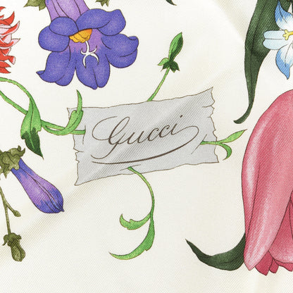 Gucci Silk Twill Flora Fluo Square Scarf Ivory Orange 2 of 4