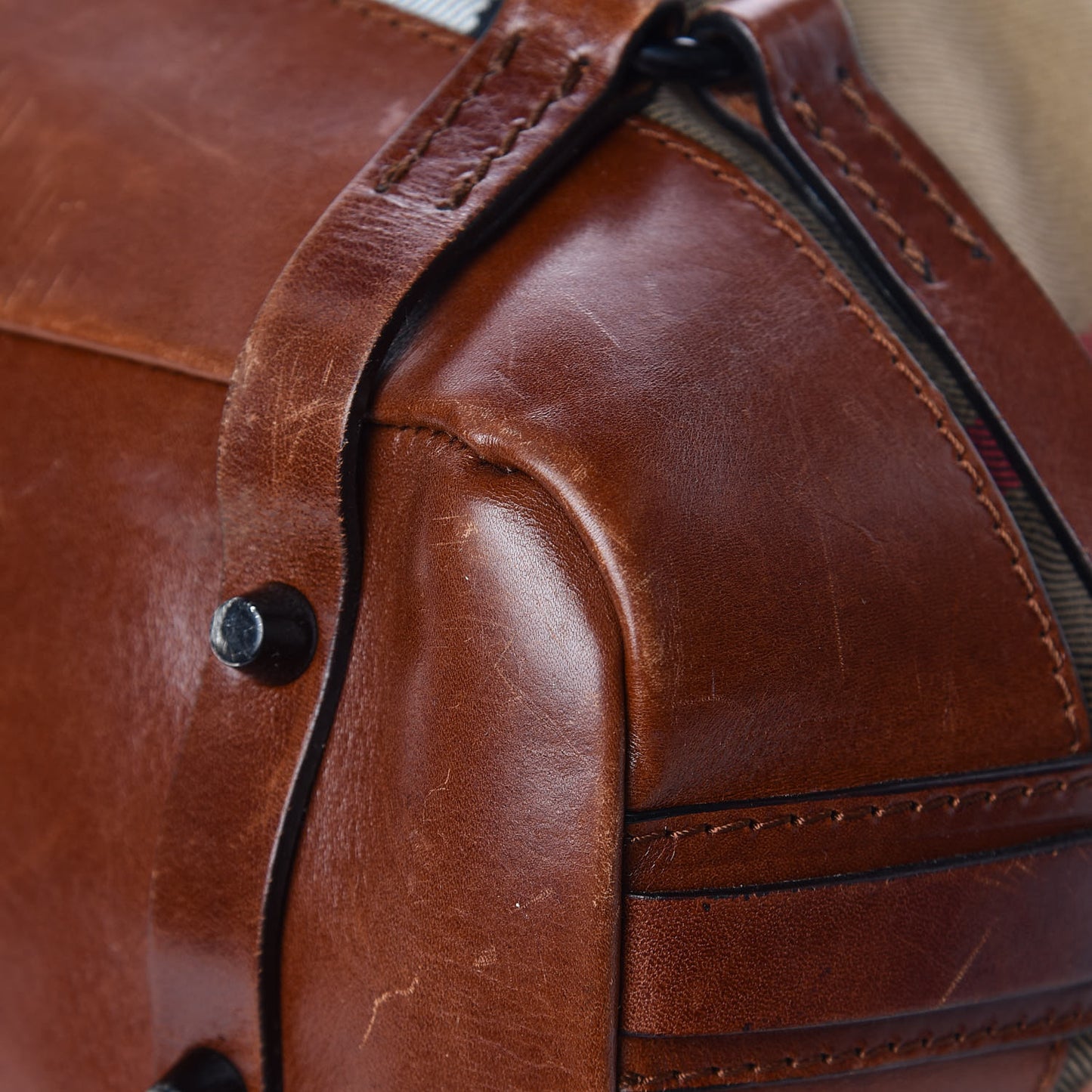 Bridle Calfskin House Check Kenton Hobo Brown