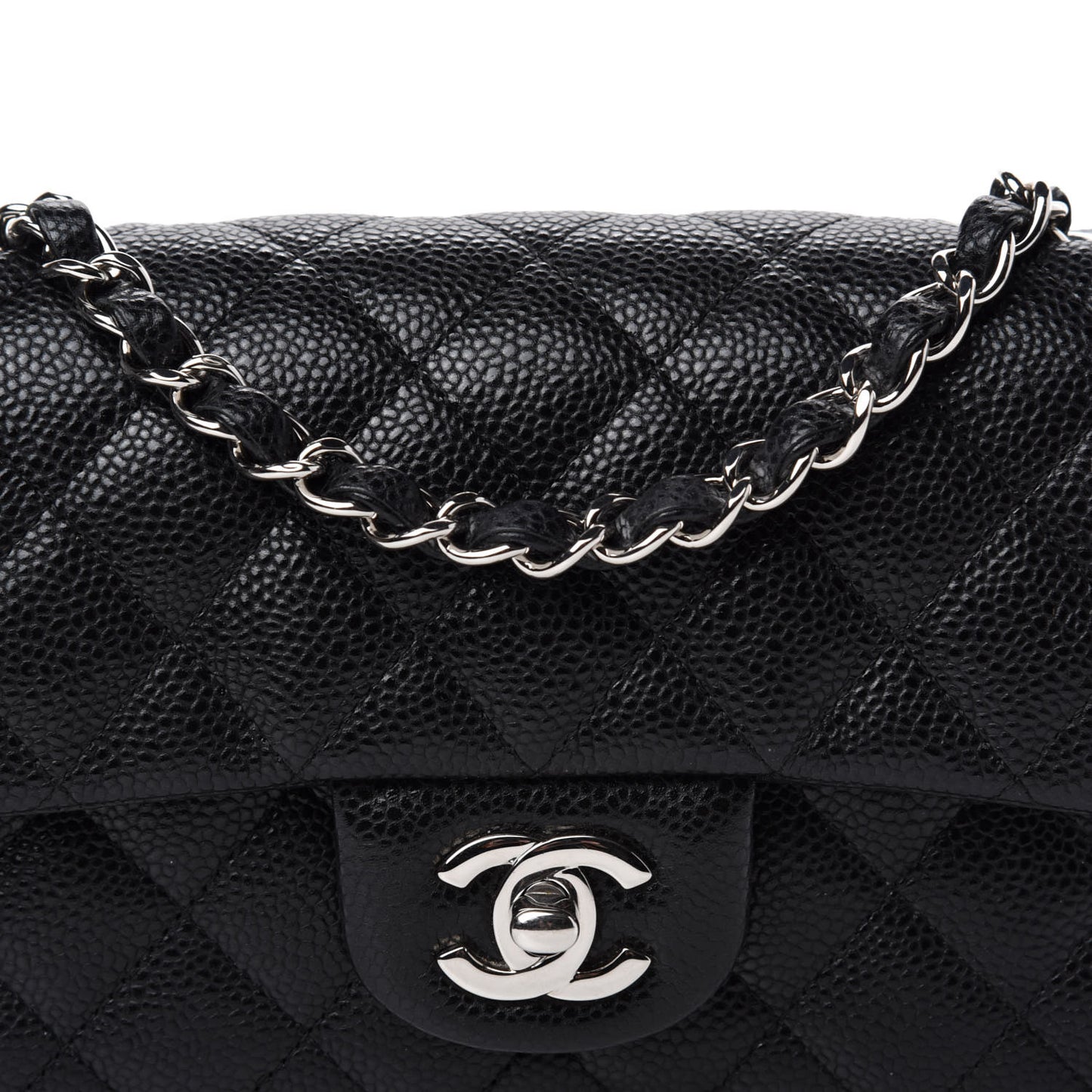 Caviar Quilted Mini Rectangular Flap Black