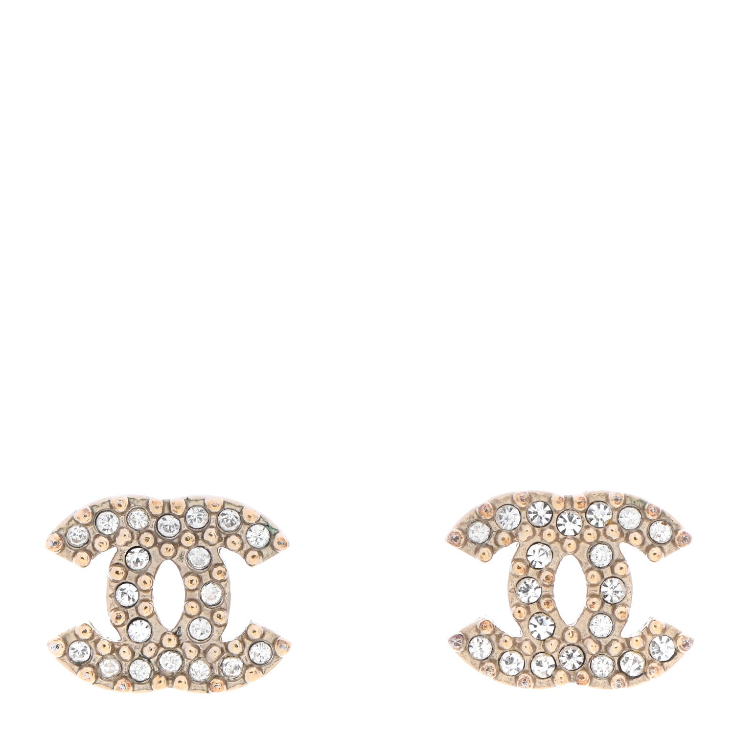Chanel Crystal Timeless CC Earrings Light Gold 1 of 3