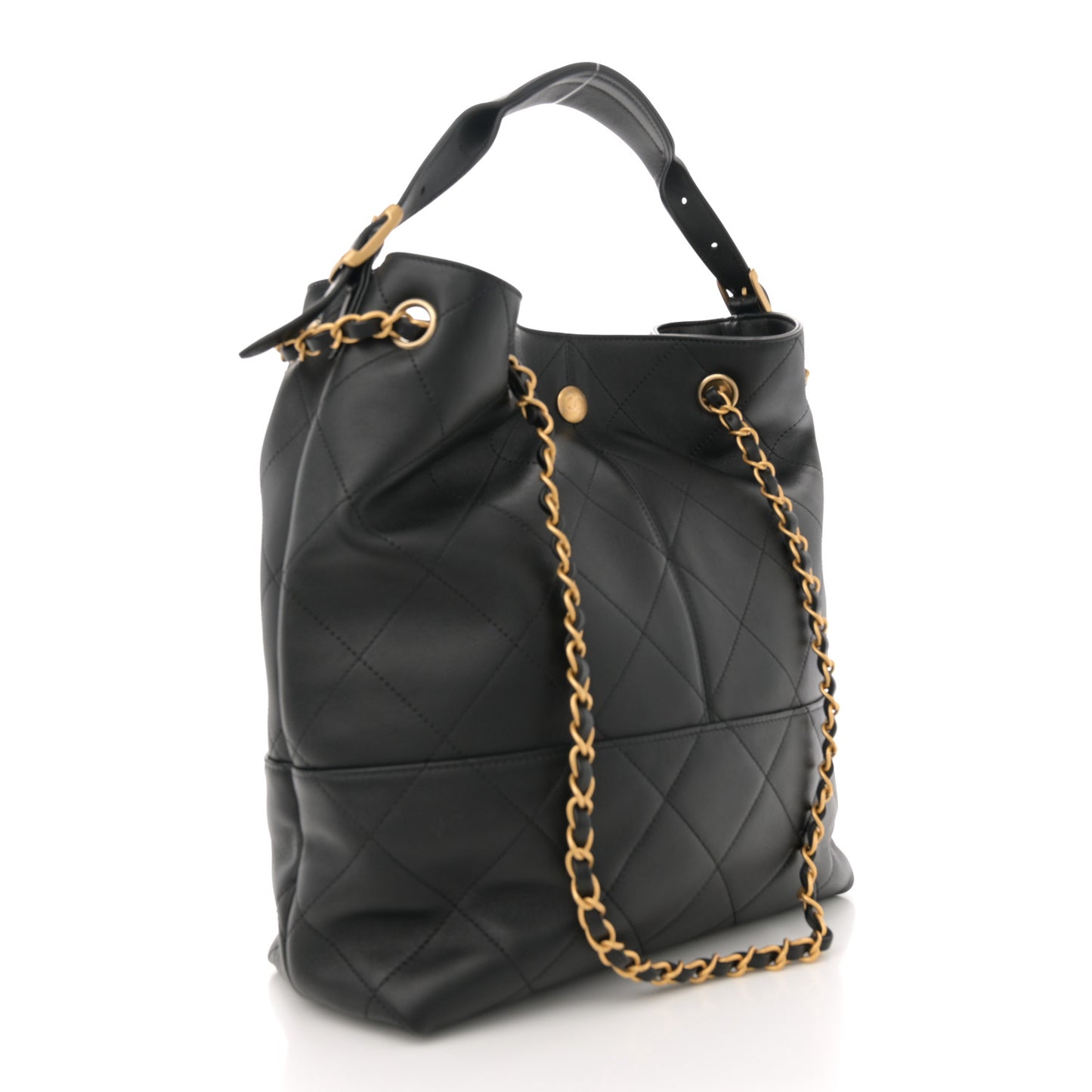 Calfskin Stitched Hobo Black