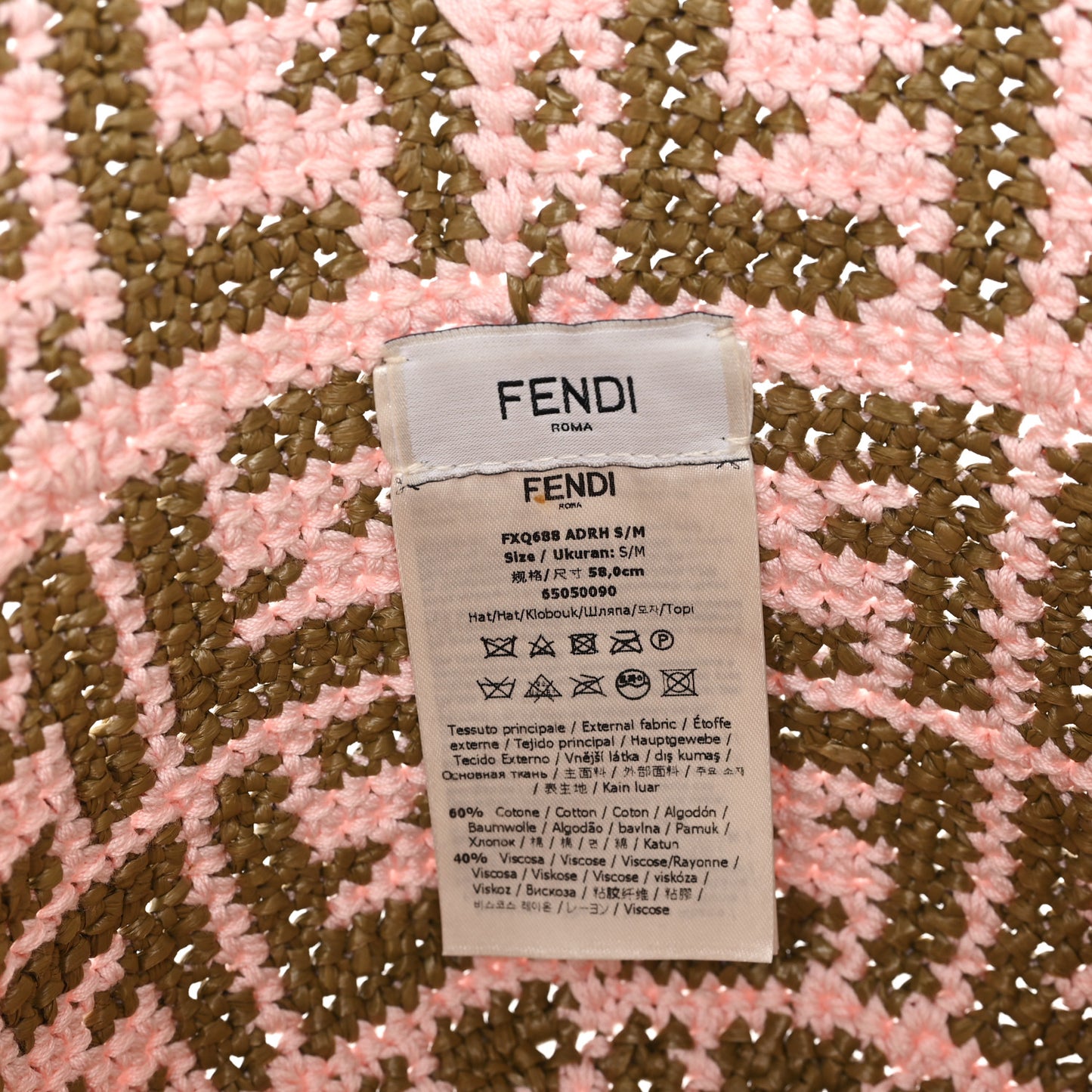 Cotton Rayon FF Woven Bucket Hat S/M Pink Khaki
