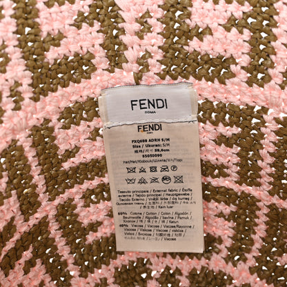 Fendi Cotton Rayon FF Woven Bucket Hat S/M Pink Khaki 8 of 8