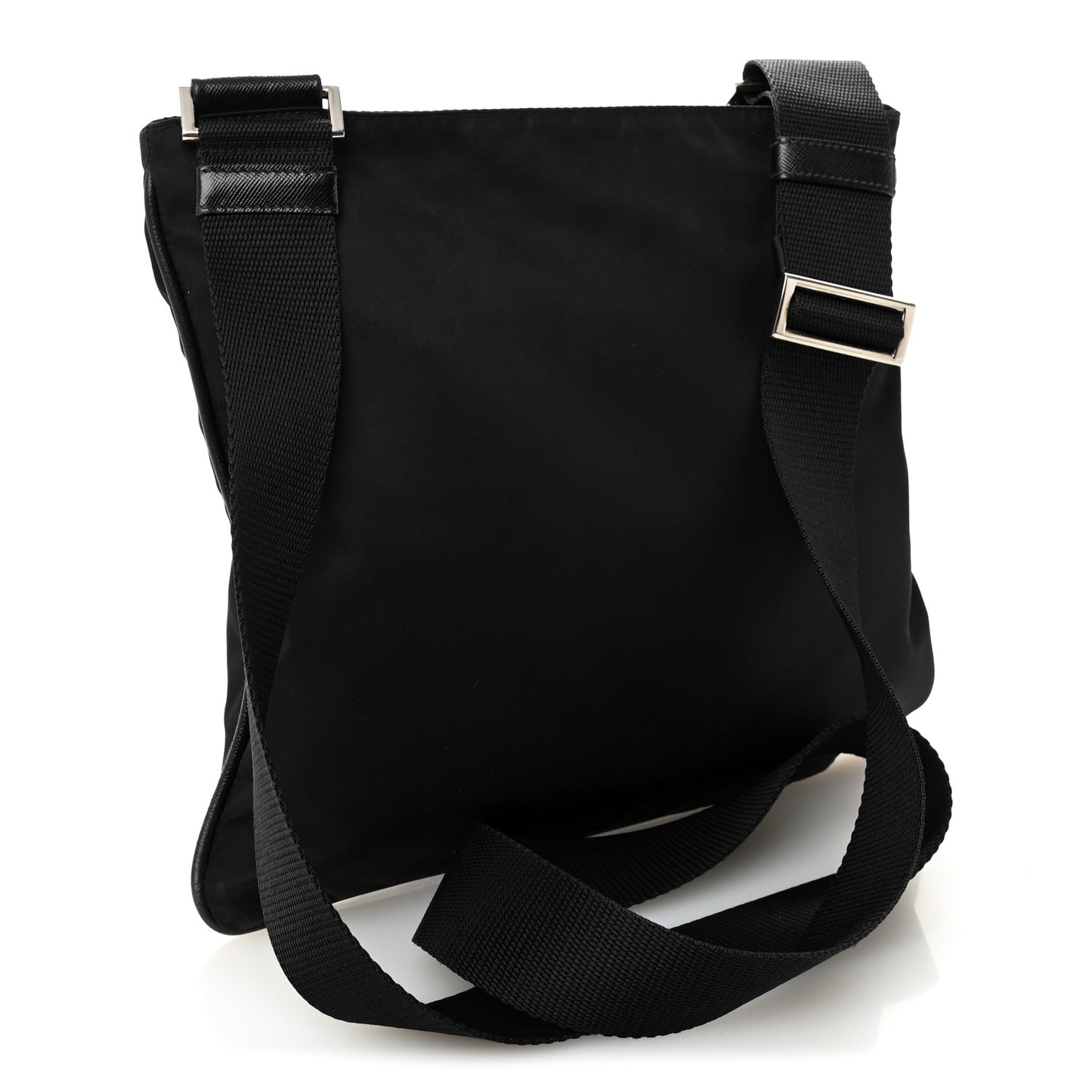 Tessuto Nylon Saffiano Flat Messenger Bag Black