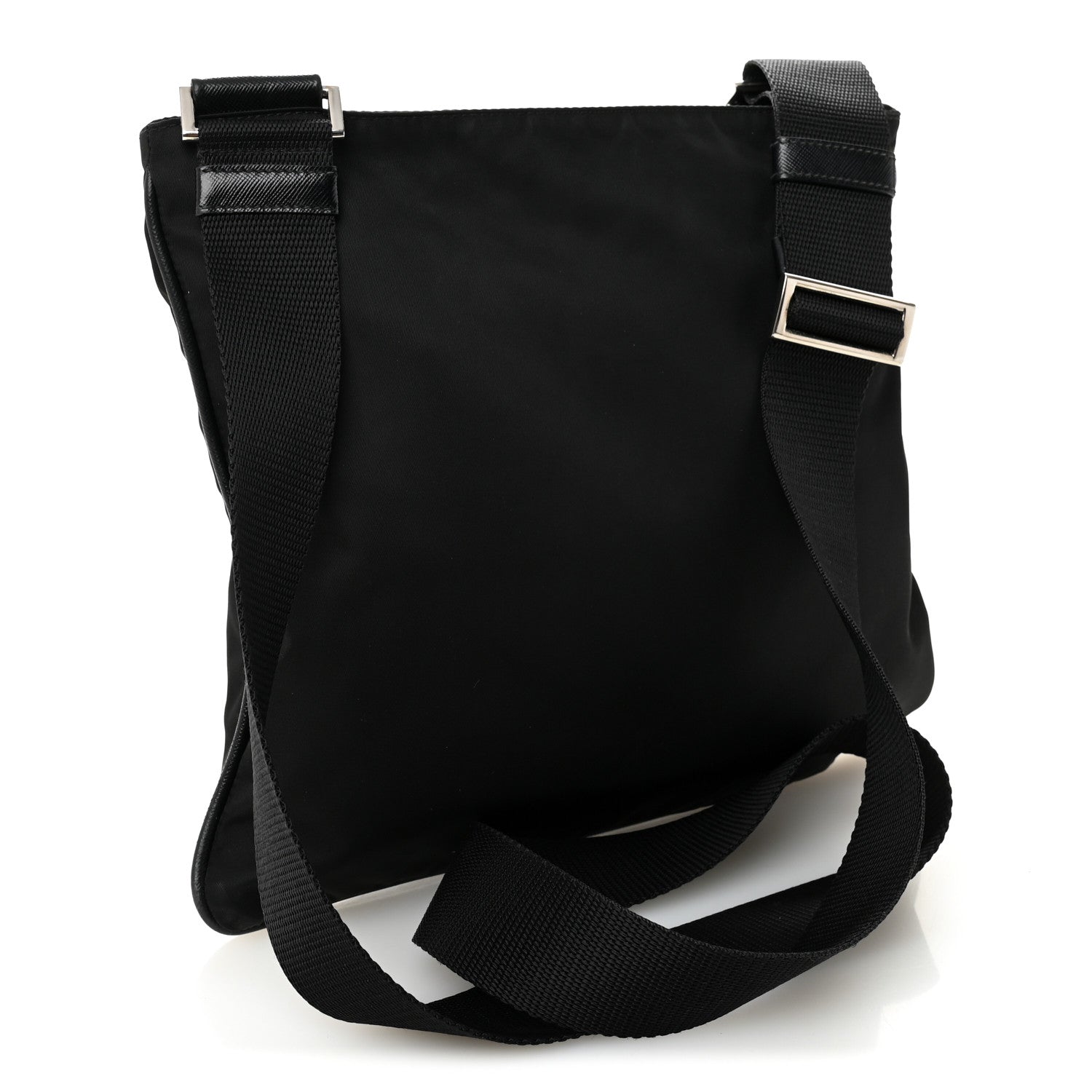 Prada Tessuto Nylon Saffiano Flat Messenger Bag Black 3 of 10