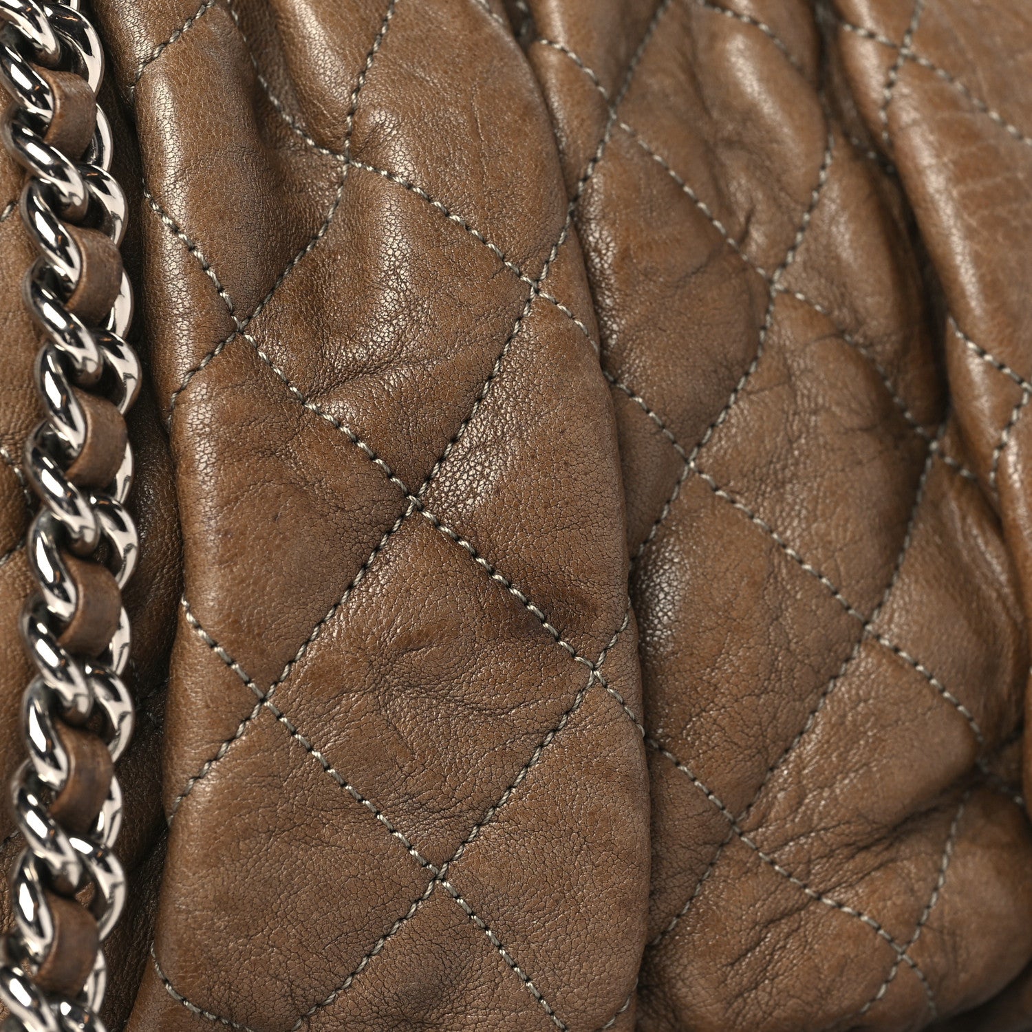 Chanel Crumpled Lambskin Quilted Medium Chain Around Flap Light Khaki 12 of 13