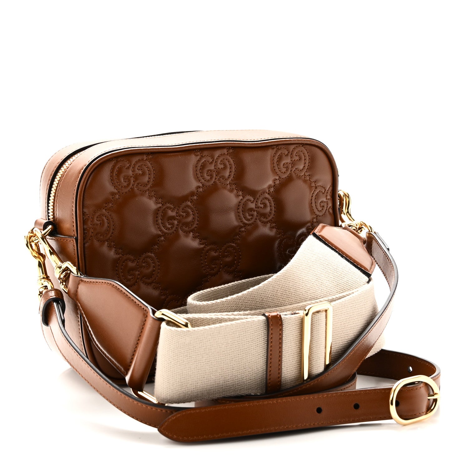 Gucci Calfskin GG Matelasse Shoulder Bag Peanut Brown Natural 3 of 9