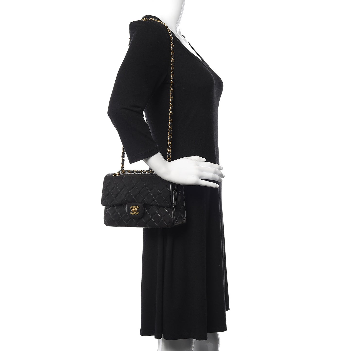 Lambskin Quilted Small Double Flap Black