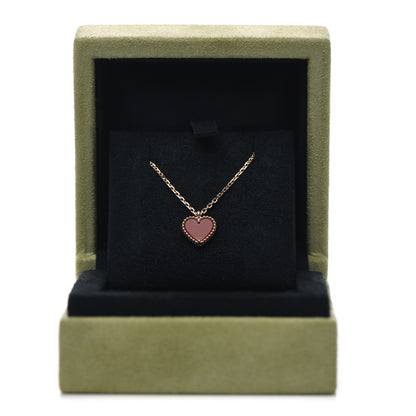 Van Cleef & Arpels 18K Rose Gold Carnelian Sweet Alhambra Heart Pendant Necklace 7 of 8