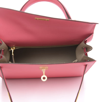 Hermes Epsom Horseshoe Kelly Sellier 28 Rose Azalee Gris Perle 5 of 10