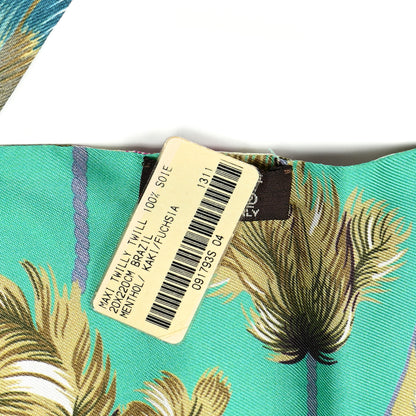 Hermes Silk Brazil Maxi Twilly Menthol Kaki Fuchsia 3 of 3
