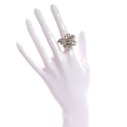 Chanel Swarovski Crystal CC Camellia Ring 6 2 of 5