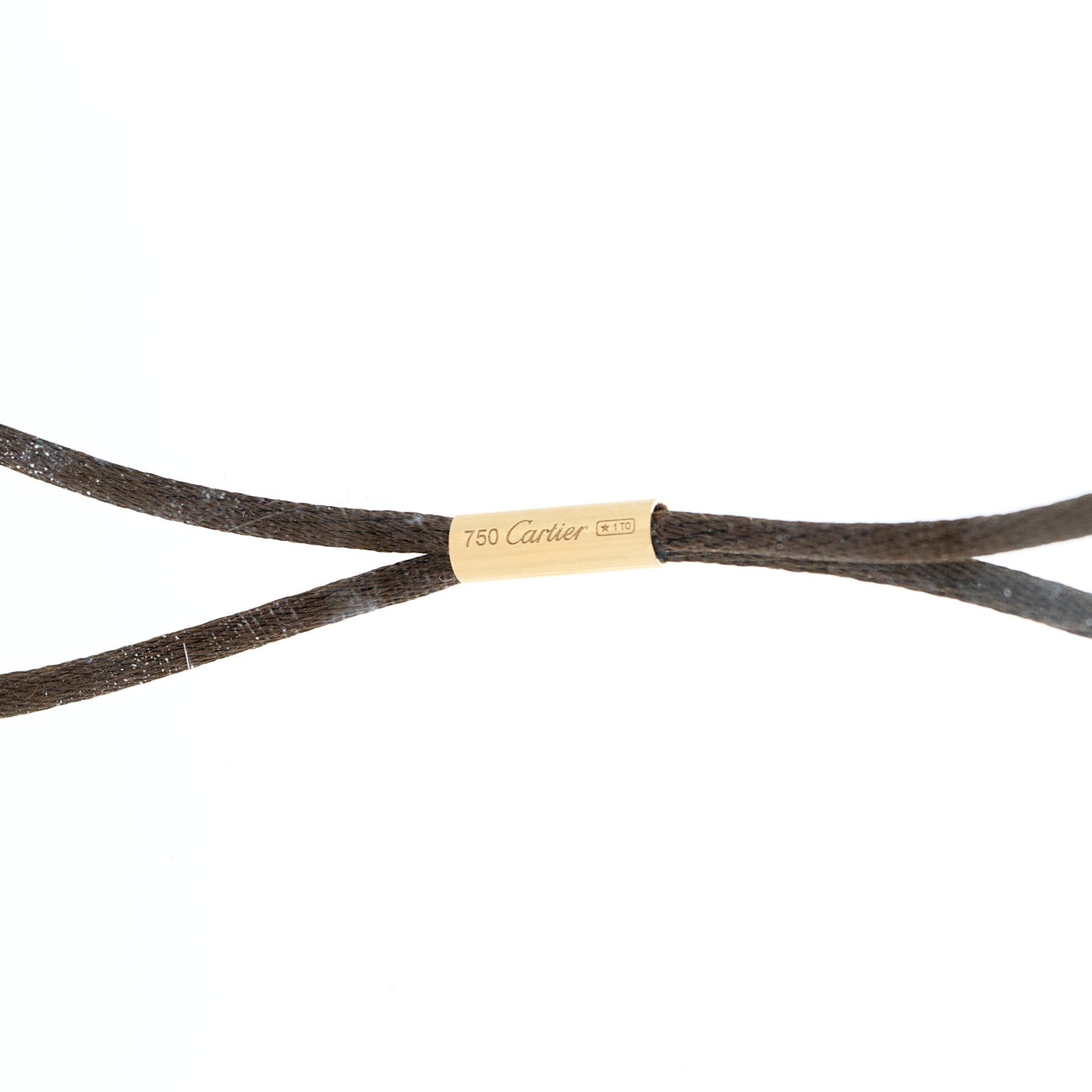 Cartier 18K Yellow Silk Gold Cord Necklace Brown 4 of 4