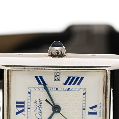 Cartier Sterling Silver Vermeil Alligator 25mm Must de Cartier Tank Quartz Watch 5 of 7