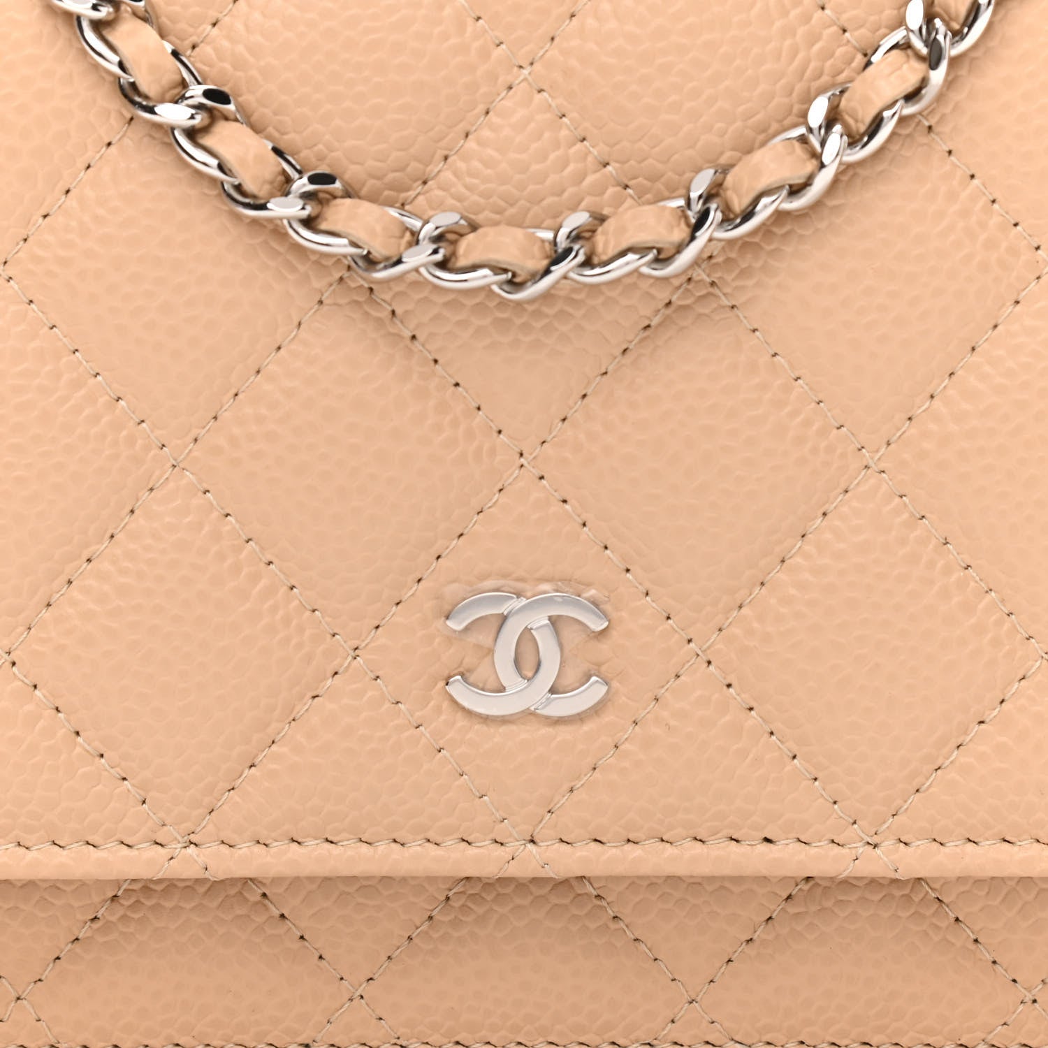 Chanel Caviar Quilted Wallet On Chain WOC Beige 9 of 12
