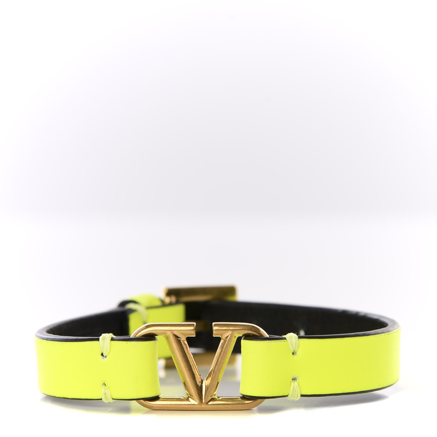Valentino Garavani Calfskin VLogo Bracelet Lime 1 of 5