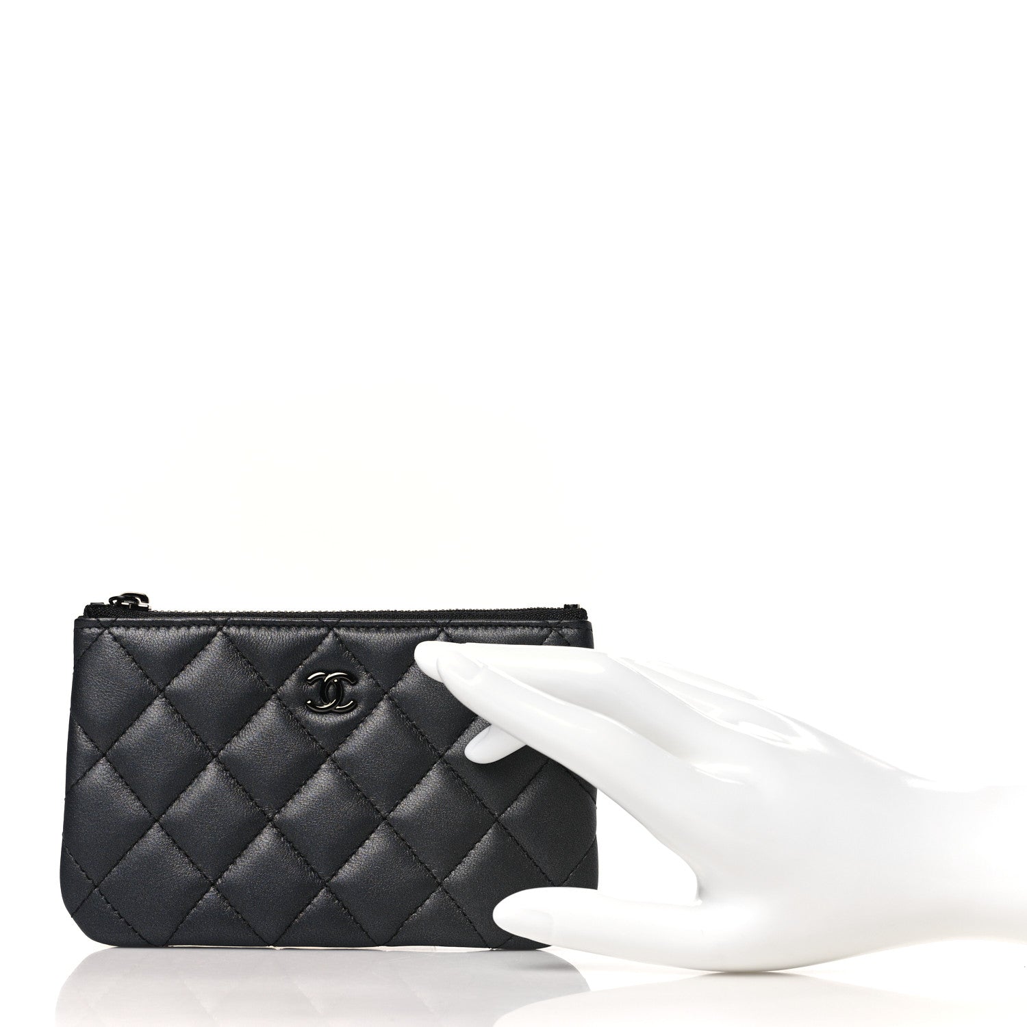 Chanel Pearly Lambskin Quilted Small Cosmetic Case So Black 2 of 8
