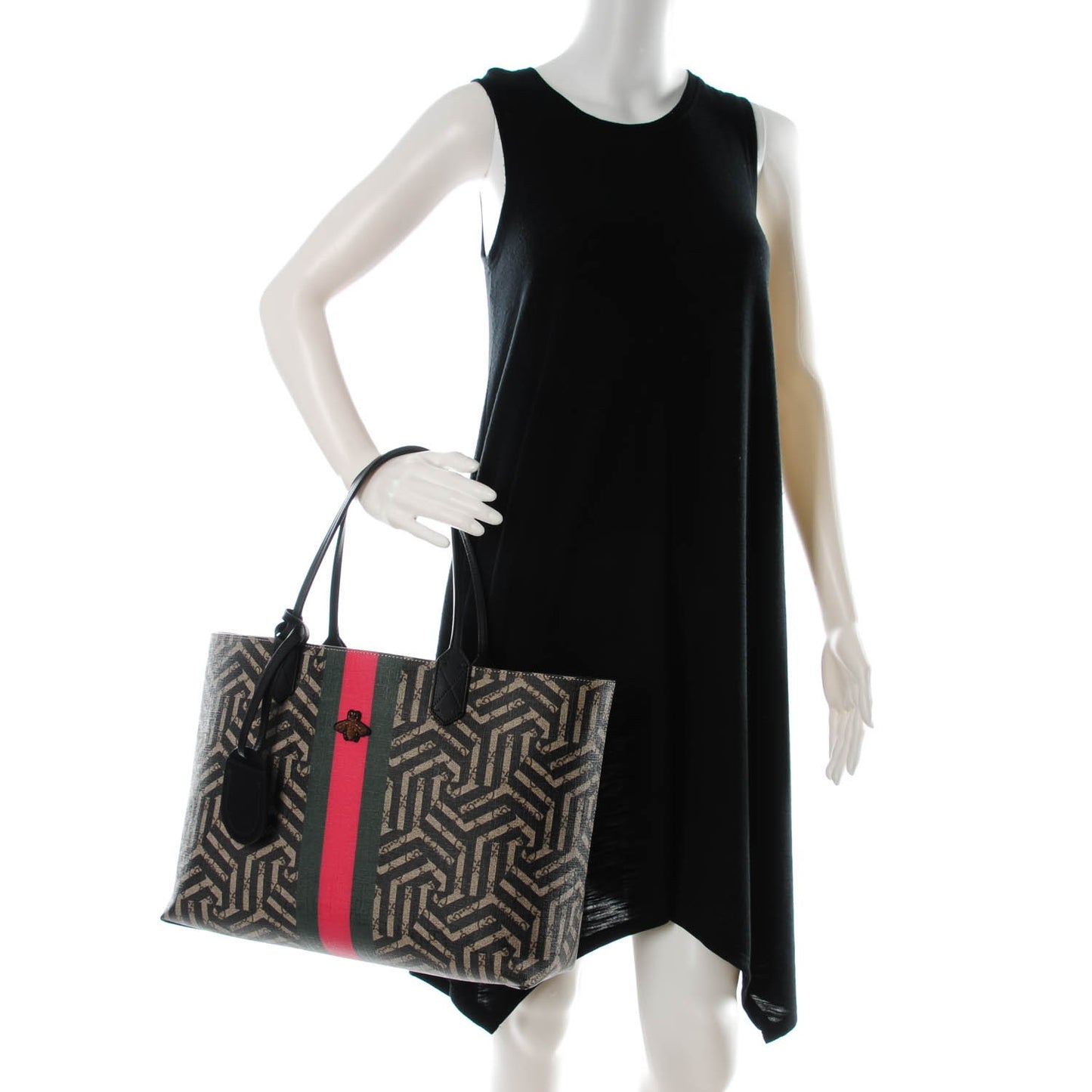GG Supreme Monogram Caleido Web Medium Tote Beige Ebony