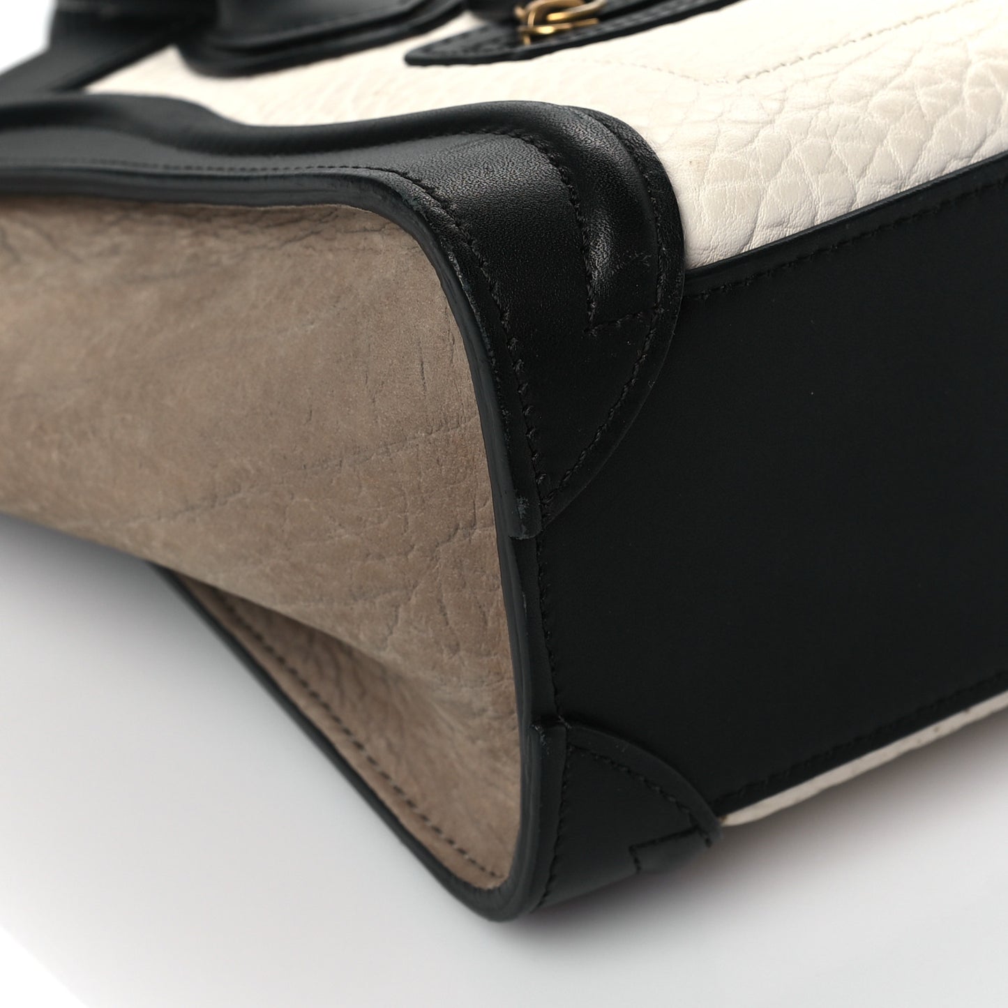 Bullhide Calfskin Suede Nano Tri-Color Luggage White