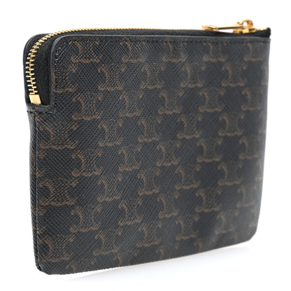 Celine Triomphe Canvas Coin and Card Pouch With Hook Black 3 of 7