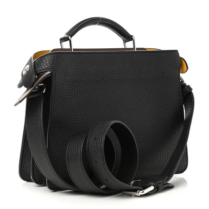 Fendi Cuoio Romano Vitello Cover Glazed Fabric Bi-Color FF 1974 Mini Peekaboo I SEE U Satchel Black Mimosa Tobacco Moro 4 of 12