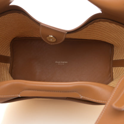 Alexander McQueen Raffia Calfskin Small The Bow Bag Natural Tan 7 of 8
