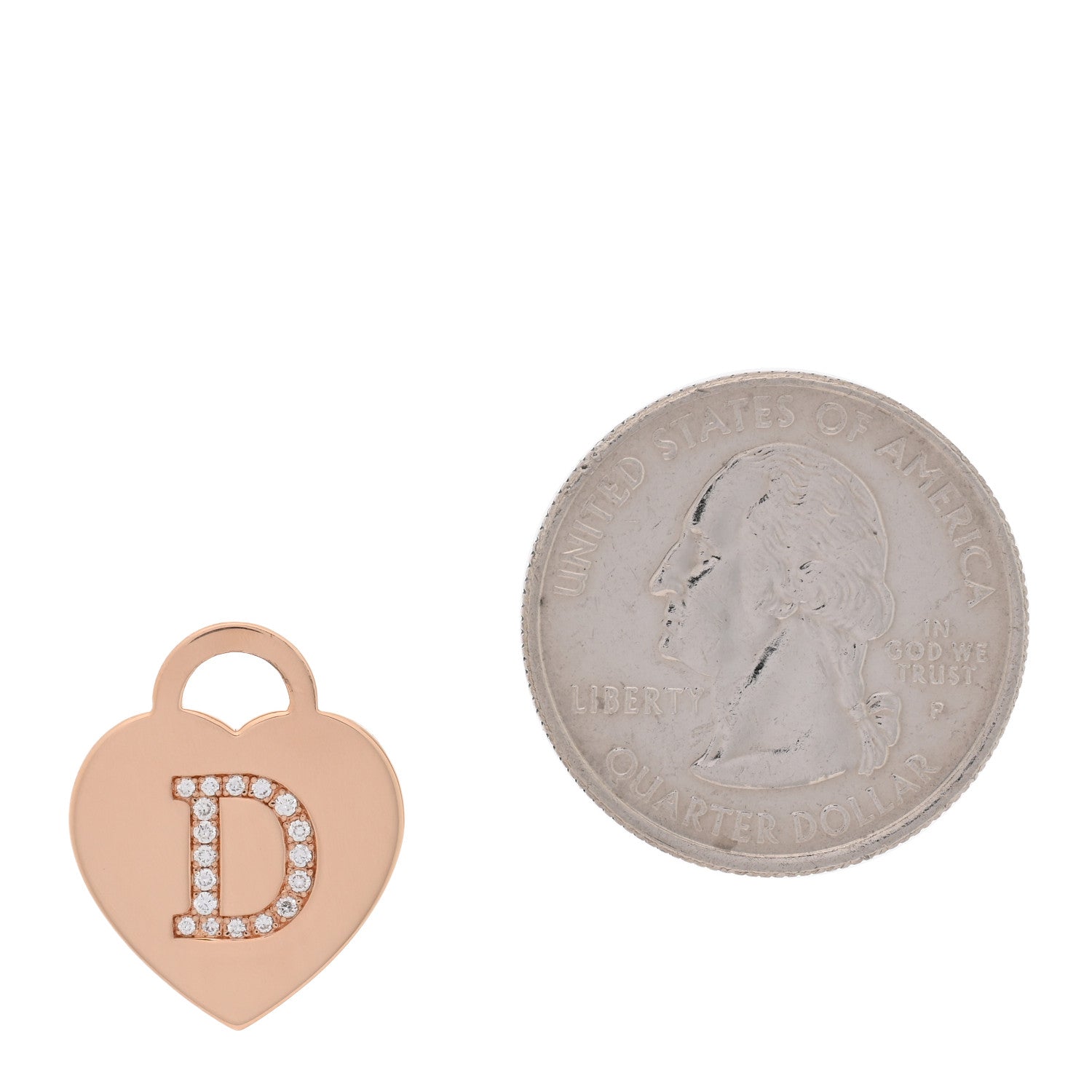 Tiffany 18K Rose Gold Diamond Tiffany Letter D Heart Tag Charm 2 of 4