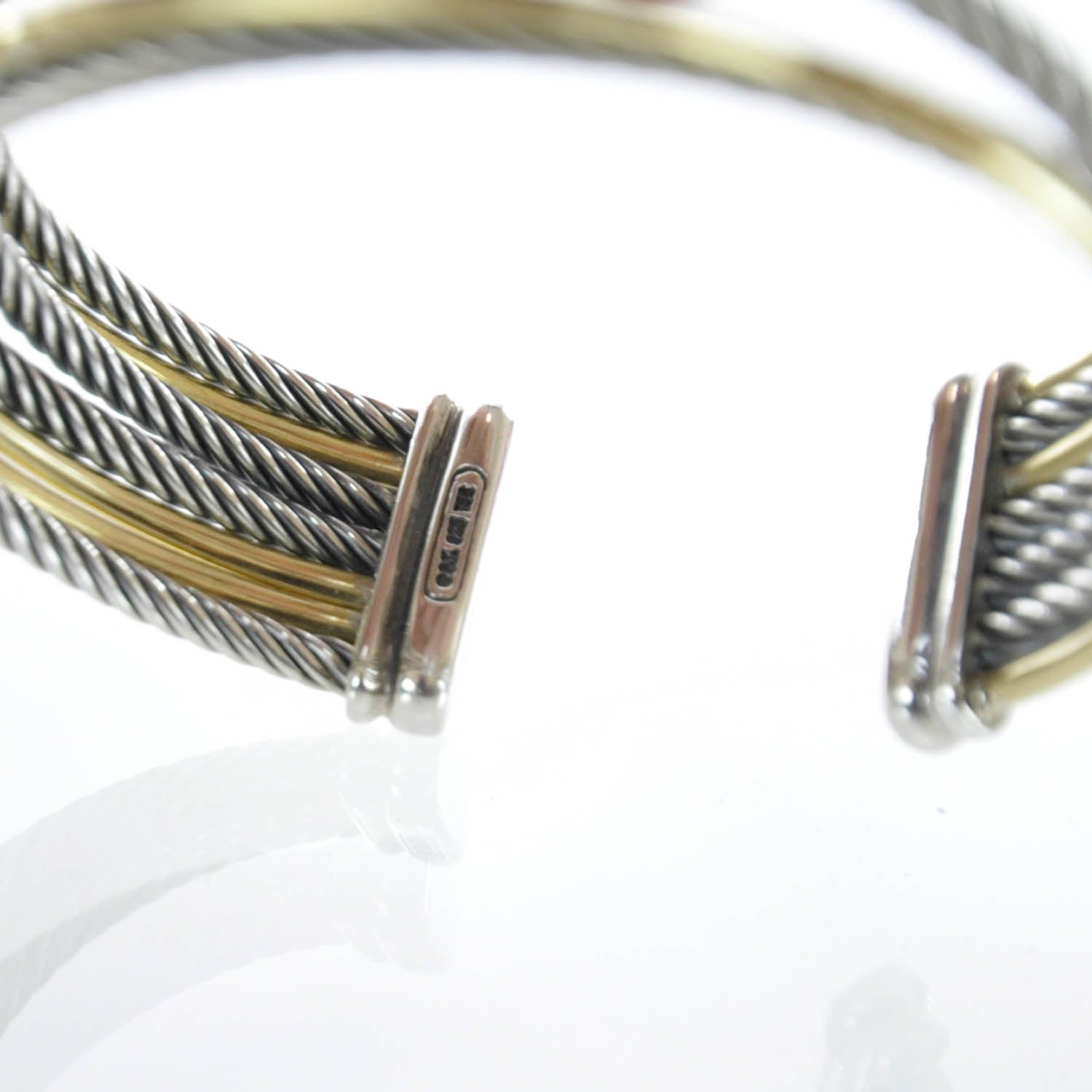 David Yurman Sterling Silver and 18k Gold Crossover Cuff 5 of 5