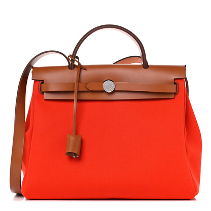 Hermes Vache Hunter Toile Herbag Zip 31 PM Orange 3 of 11