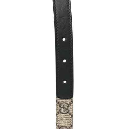 Gucci GG Supreme Monogram Matte Plutone Calfskin Double G 20mm Belt 95 38 Beige Ebony New Acero 5 of 5
